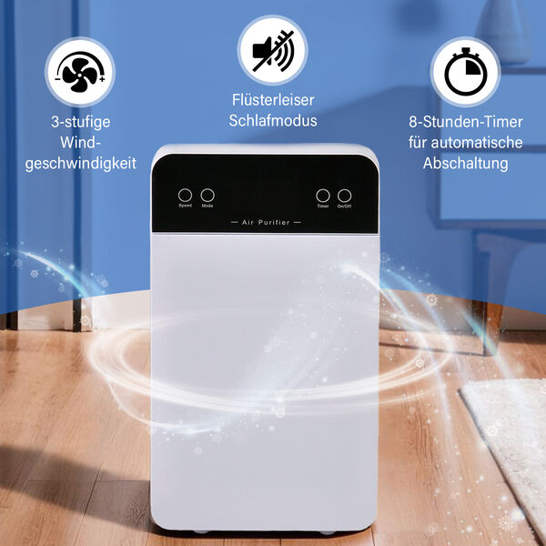 Luftreiniger mit HEPA-Filter und Aktivkohle, LCD-Display, Fernbedienung, Wei&szlig; image number 3