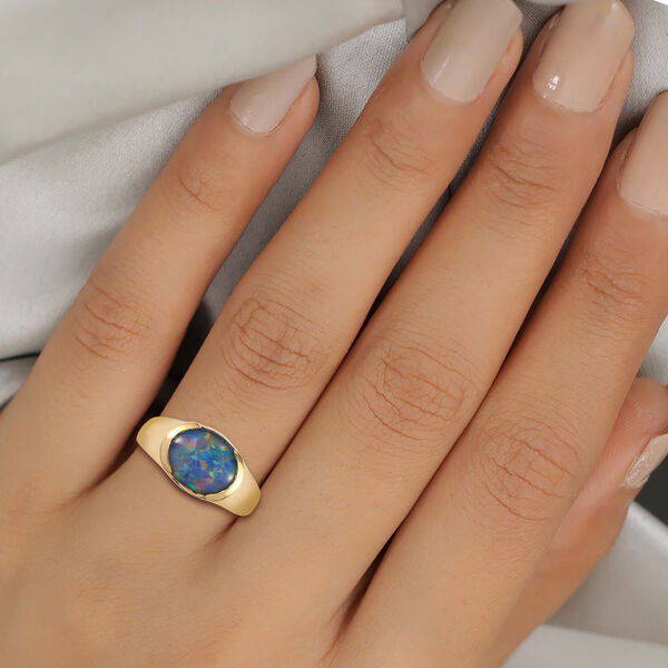 Boulder Opal Triplett Ring 925 Silber vergoldet  ca. 2,11 ct image number 9