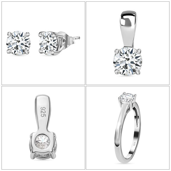 Funkelnde K&ouml;nigin- Moissanit Schmuckset, 925 Silber platiniert  - 1,77 ct. image number 5
