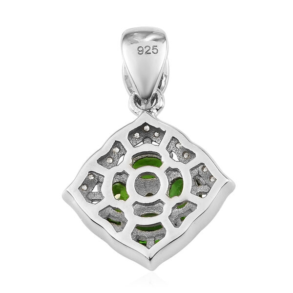 Nat&uuml;rlicher Chromdiopsid und Zirkon Anh&auml;nger 925 Silber platiniert ca. 0,85 ct image number 5