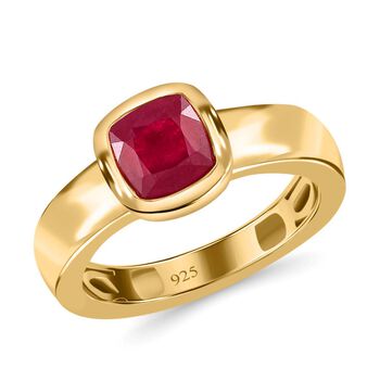 Afrikanischer Rubin (Fissure gef&uuml;llt) Ringe 925 Silber Gelbgold Vermeil (Gr&ouml;&szlig;e 20.00) ca. 1.50 ct