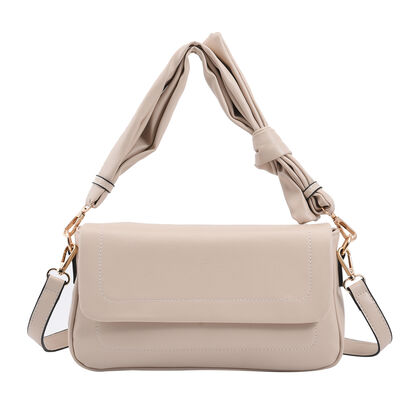 Umh&auml;ngetasche aus Kunstleder mit abnehmbarem Riemen, Gr&ouml;&szlig;e 27x7x15 cm, Beige