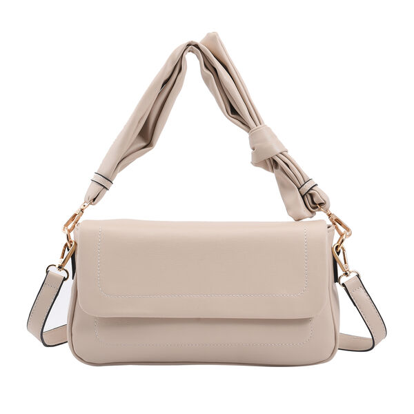 Umh&auml;ngetasche aus Kunstleder mit abnehmbarem Riemen, Gr&ouml;&szlig;e 27x7x15 cm, Beige