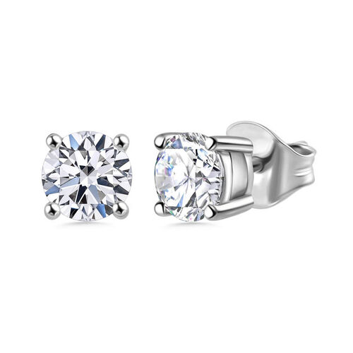 Moissanit Ring 925 Silber rhodiniert ca. 1,73 ct