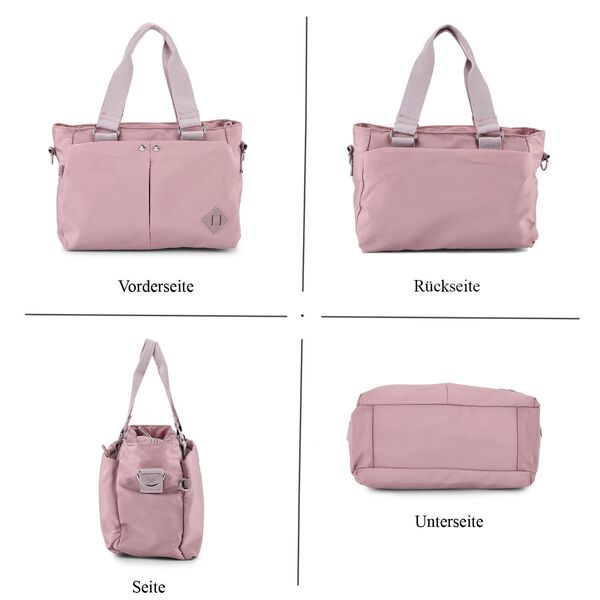 Crossbody Tasche mit mehreren Rei&szlig;verschlussf&auml;chern, abnehmbarem Schulterriemen und Tragegriffen, 26x11x20cm, Rosa image number 5