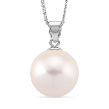 D'Joy wei&szlig;er Edison Perle Anh&auml;nger mit 45cm Kette, 925 Silber rhodiniert