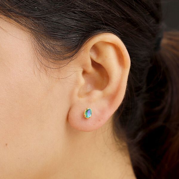 Pfau Triplett Quarz Ohrringe, 925 Silber vergoldet - 1,11 ct. image number 3