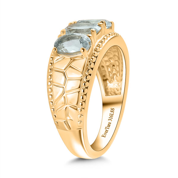 Himmelblauer Topas Ring 316L Edelstahl vergoldet (Gr&ouml;&szlig;e 20.00) ca. 1.64 ct image number 5