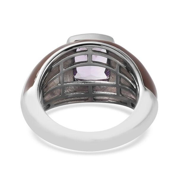 Rosa Amethyst und Emailliert Solit&auml;r Ring 925 Silber Platin-&Uuml;berzug image number 6