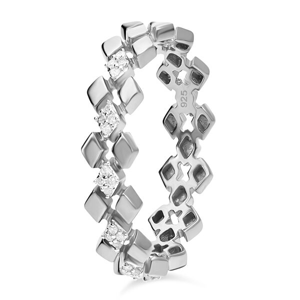 Wei&szlig;er Diamant Ring, 925 Silber platiniert - 0,14 ct. image number 3