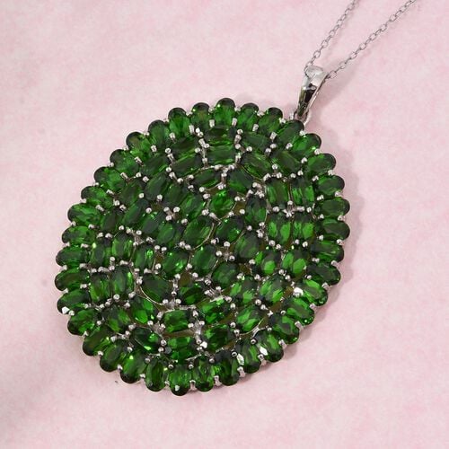 Natürlicher Chromdiopsid Schmuckset 925 Silber rhodiniert ca. 21,22 ct. image number 1