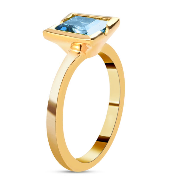 Schweizer Blautopas Solitär Ring 925 Silber vergoldet  ca. 2,10 ct image number 5