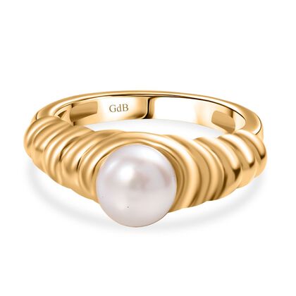 S&uuml;&szlig;wasser Perle Ring, (Gr&ouml;&szlig;e 20.00), goldfarben