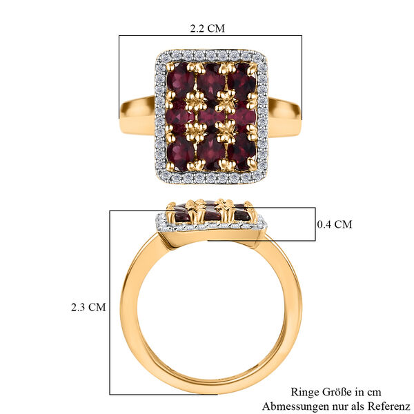 Anthill Granat und Zirkon-Ring, 925 Silber Gelbgold Vermeil  ca. 2,33 ct image number 7