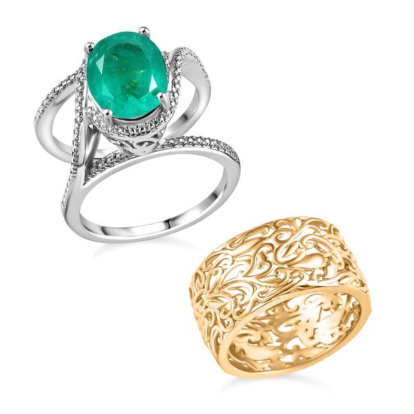 Smaragd Quarz Triplett Ring - 5,77 ct. image number 4