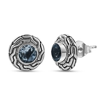 Royal Bali - Himmelblauer Topas Ohrringe, 925 Silber ca. 2.14 ct