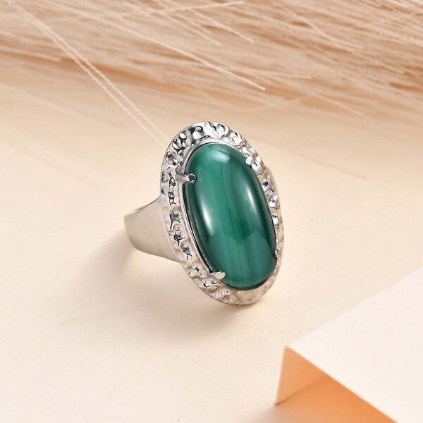 Malachit Ring, Edelstahl (Gr&ouml;&szlig;e 17.00) ca. 15.06 ct image number 2