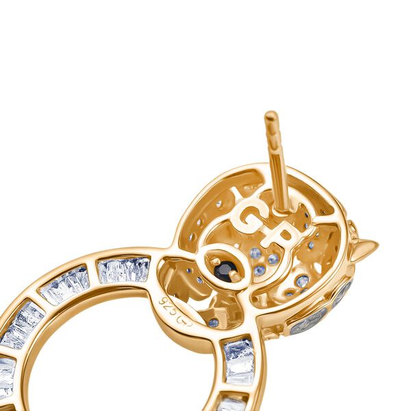 GP Trionfo Kollektion - Wei&szlig;er Diamant, Kanchanaburi Blauer Saphir Ohrringe 925 Silber 750 Gelbgold Vermeil ca. 1.76 ct image number 7
