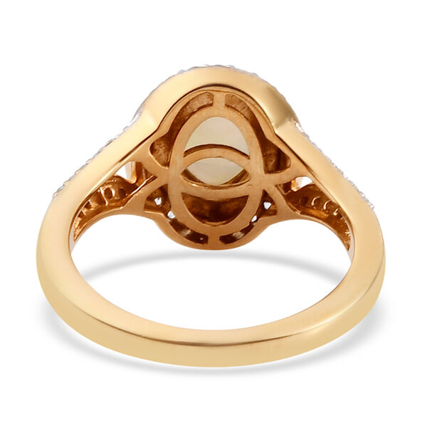 Natürlicher Äthiopischer Opal und Zirkon Ring 925 Silber vergoldet  ca. 1,34 ct image number 6