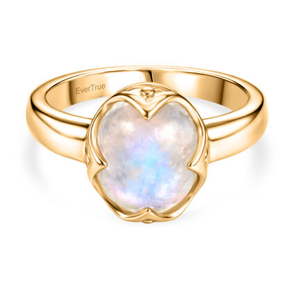 EVER TRUE AAA Regenbogen Mondstein Ring Nickelfreies Messing (Gr&ouml;&szlig;e 18.00) ca. 3,94 ct