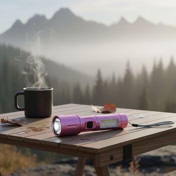 LIVMORE 6 in 1 LED-Taschenlampen aus Metall mit SOS Funktion, wiederaufladbar, 14x3,5cm, Rosa