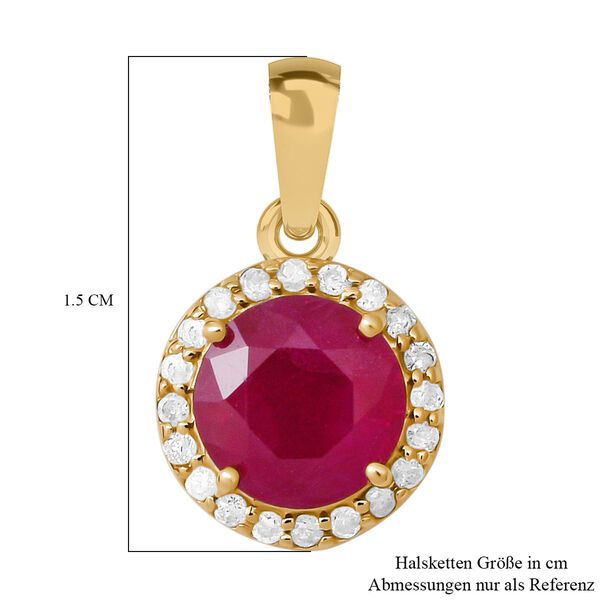 AAAA thailändischer Rubin und Diamant-Halo-Anhänger in 585 Gold - 1,10 ct. image number 4