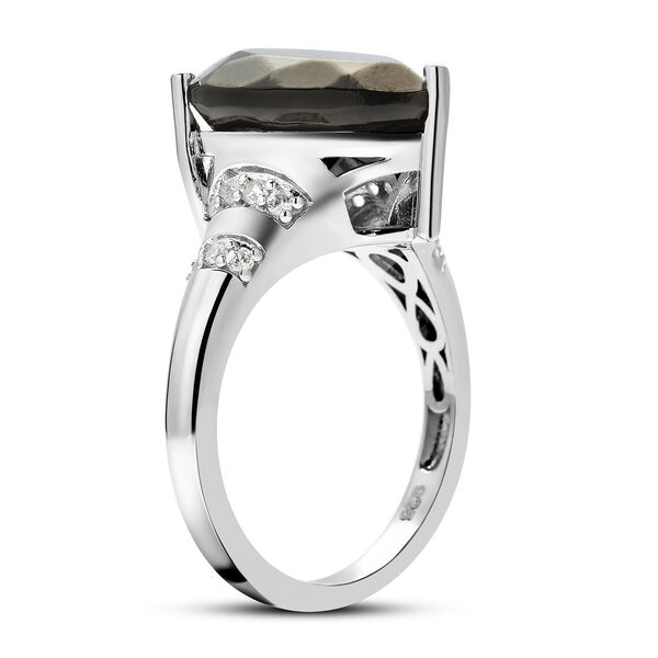 Schungit und weißer Zirkon-Ring, 925 Silber rhodiniert  ca. 5,55 ct image number 4
