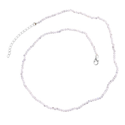 Regenbogen Mondstein Halskette ca. 40 cm + 5 cm Extender, 925 Silber ca. 15.00 ct