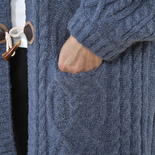 Lange Strickjacke mit Schlaufe, 87x44x60, Blau image number 6