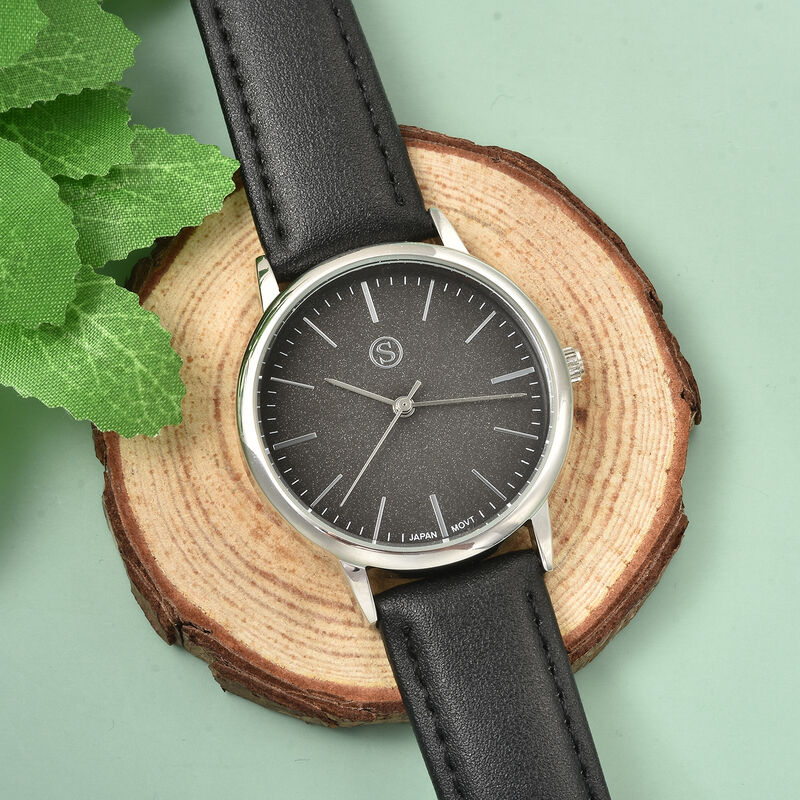 Strada - Schlichte Uhr mit Sternenstaub Effekt, Modernes PU-Leder 