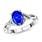 AA tansanischer, blauer Spinell und weißer Zirkon-Ring, 925 Silber platiniert  ca. 1,62 ct image number 3