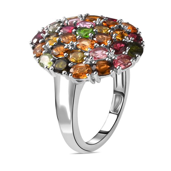 Nat&uuml;rlicher, mehrfarbiger Turmalin-Ring, 925 Silber platiniert (Gr&ouml;&szlig;e 17.00) ca. 5.58 ct image number 5