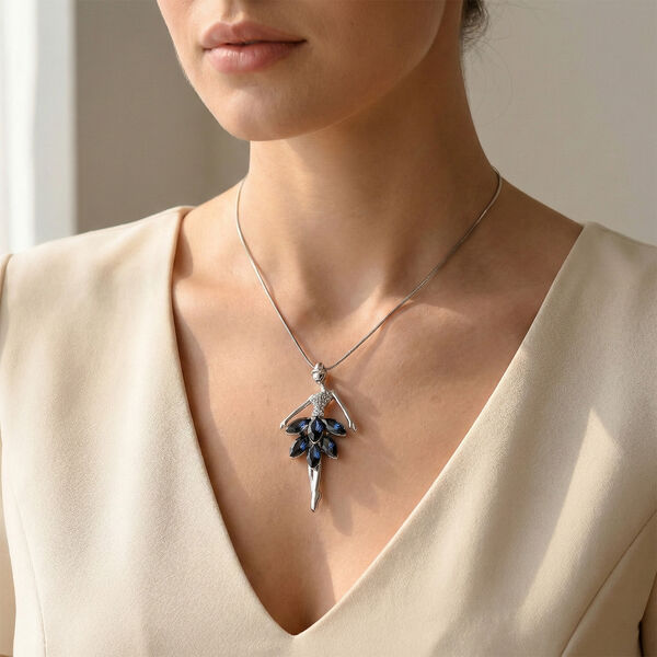 Blau Kristall, Wei&szlig;er Kristall Anh&auml;nger mit Kette ca. 63.5 cm + 5 cm Extender image number 2