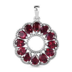 AAA Orissa Rose Granat Anhänger, 925 Silber platiniert ca. 5.17 ct