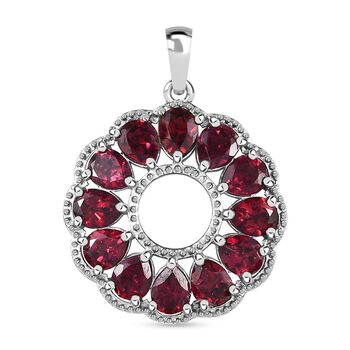 AAA Orissa Rose Granat Anh&auml;nger, 925 Silber platiniert ca. 5.17 ct