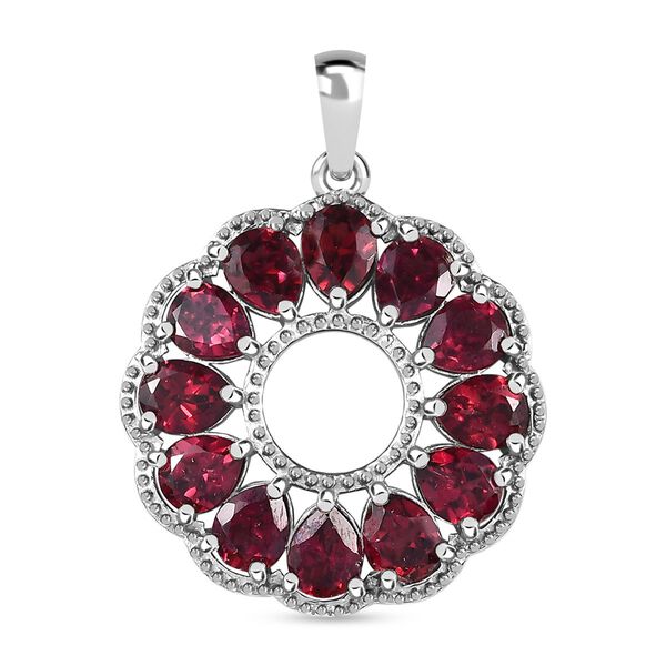 AAA Orissa Rose Granat Anh&auml;nger, 925 Silber platiniert ca. 5.17 ct