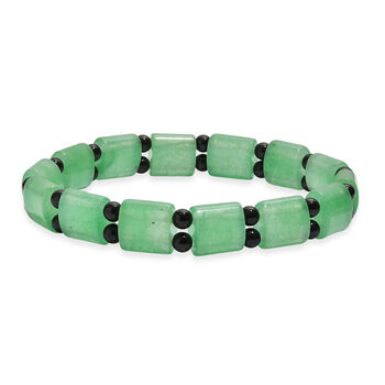 Flexibles gr&uuml;nes Aventurin und schwarzes Spinell Armband - 98 ct.