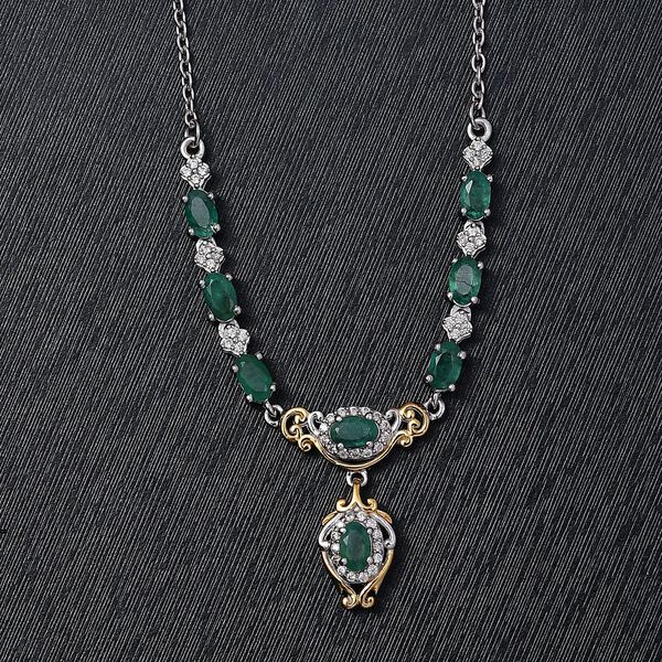 Kagem sambische Smaragd und Zirkon Halskette, 45 cm - 2,11 ct. image number 2