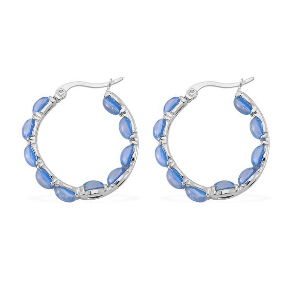 Blaue simulierte Opal-Inside-Out-Creolen image number 4