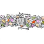 Natürlicher mehrfarbiges-Turmalin Armband, ca. 20 cm, 925 Silber platiniert ca. 25.73 ct image number 2