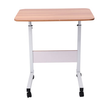 Betttisch auf R&auml;dern mit verstellbarer H&ouml;he, MDF - Platte, 60x40 cm, wei&szlig;