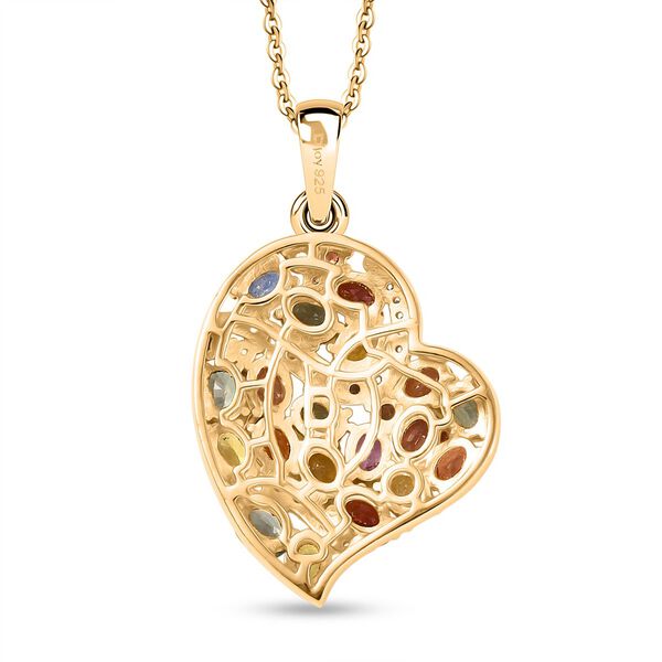 D'Joy AA mehrfarbiger Saphir und Zirkon Anh&auml;nger mit 50cm Kette - 5 ct. image number 5