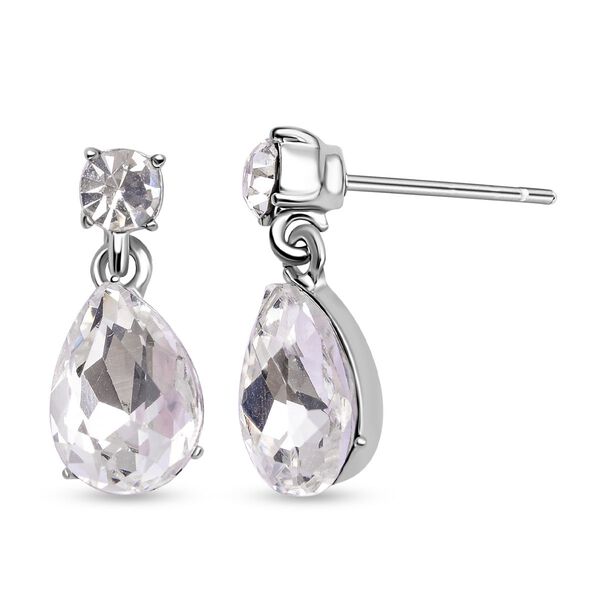 6er-Set - Wei&szlig;e Kristall Ohrringe, Stecker und Creolen, reines Messing image number 4