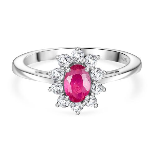 D'Joy Afrikanischer Rubin und Zirkon Halo Ring und Anhänger image number 1