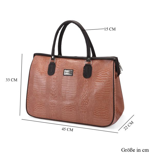 PASSAGE Weekender Reisetasche mit Korkodilpr&auml;gung, Rosa image number 5