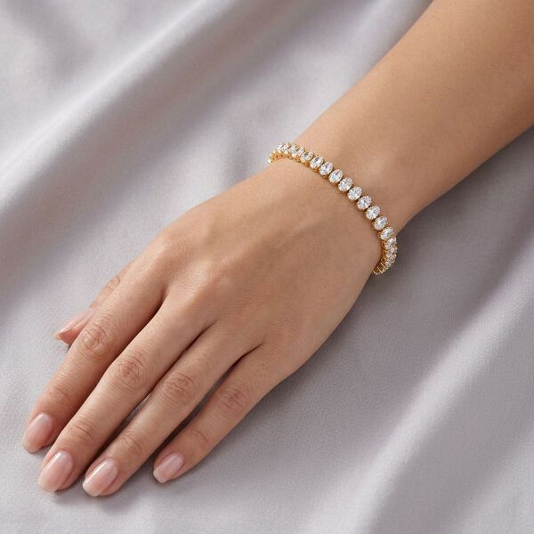 Wei&szlig;er Zirkonia Armband ca. 19 cm Nickelfreies Messing 10.00 ct image number 2