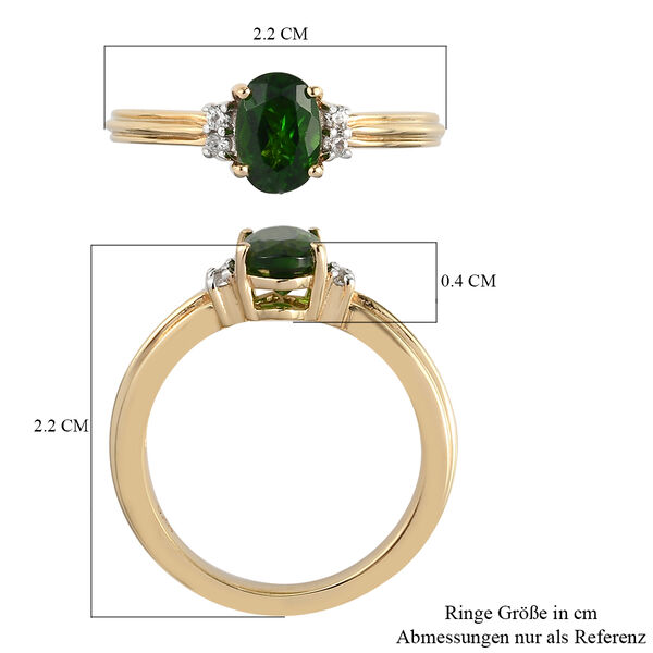 Natürlicher Chromdiopsid und Zirkon Ring 925 Silber vergoldet  ca. 0,85 ct image number 7