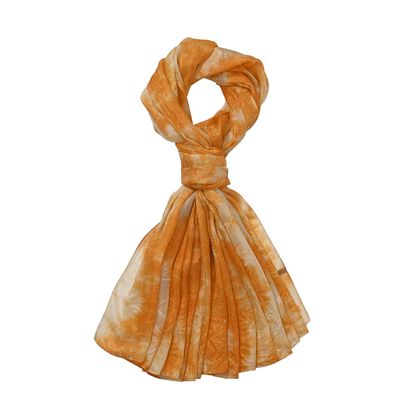 LA MAREY - 100% Maulbeeren-Seidenschal, Chiffon, 110x180 cm, Gelb und Orange