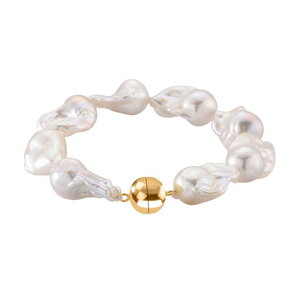 D'Joy AAAA Weiße Barockperle Armband ca. 21.5 cm 925 Silber vergoldet image number 3