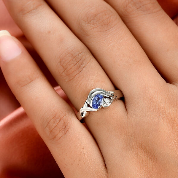 Tansanit und Zirkon Ring 925 Silber platiniert  ca. 0,53 ct image number 3